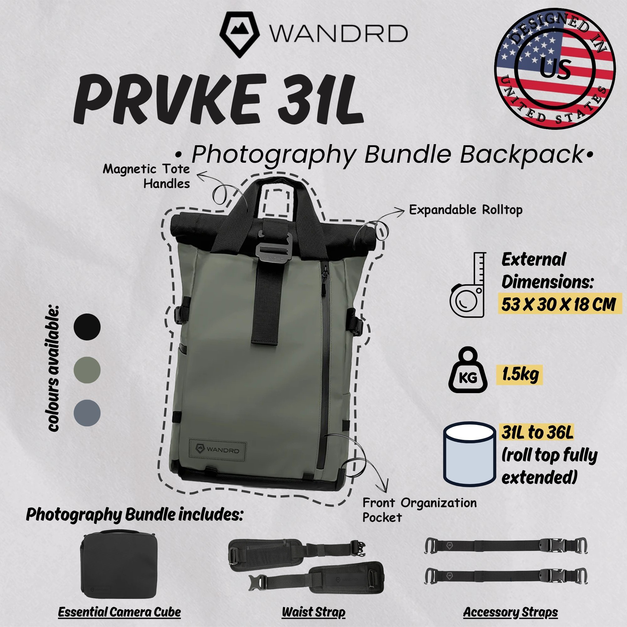 WANDRD PRVKE 31L Photography Bundle Camera Backpack