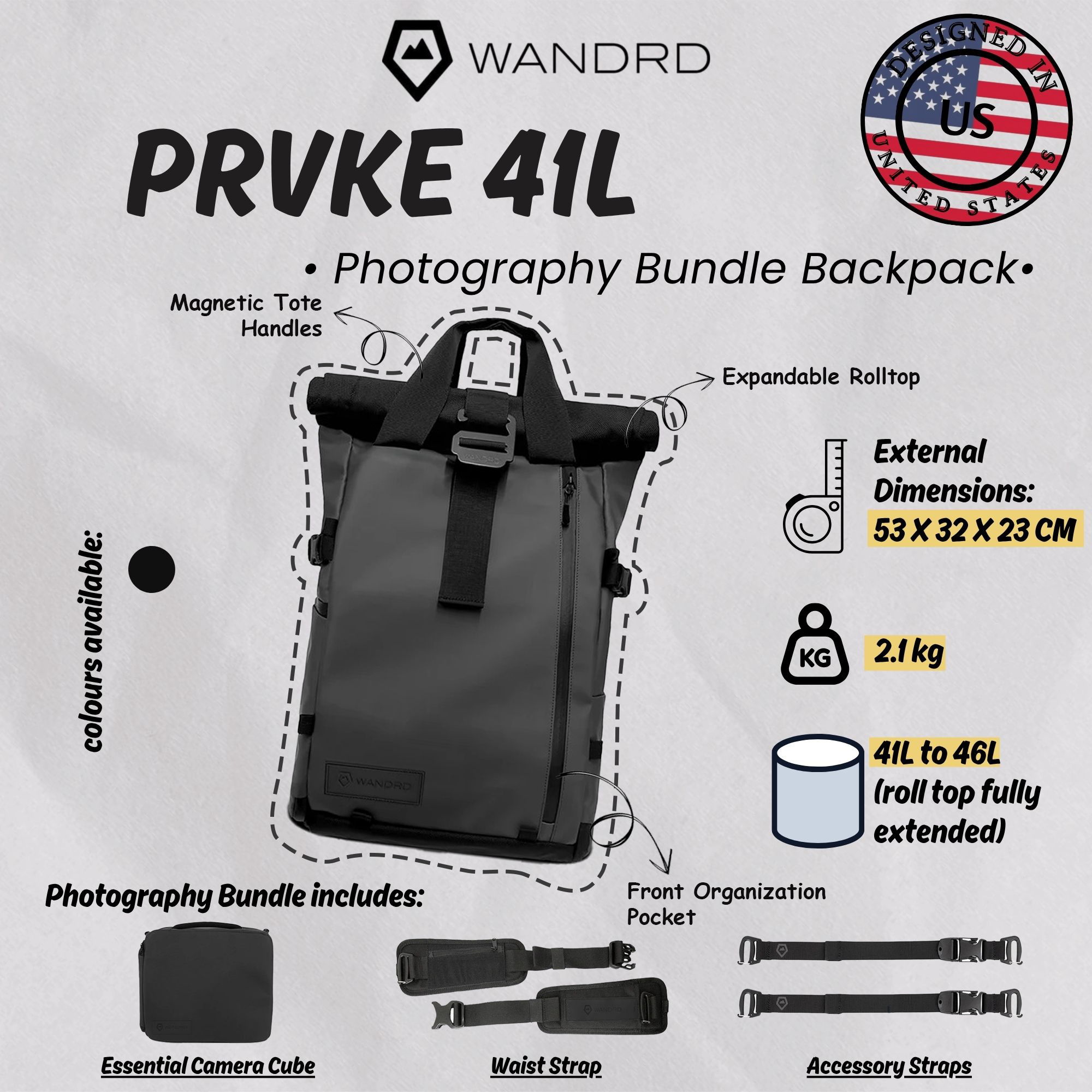 WANDRD PRVKE 41L Photography Bundle Camera Backpack (Black)