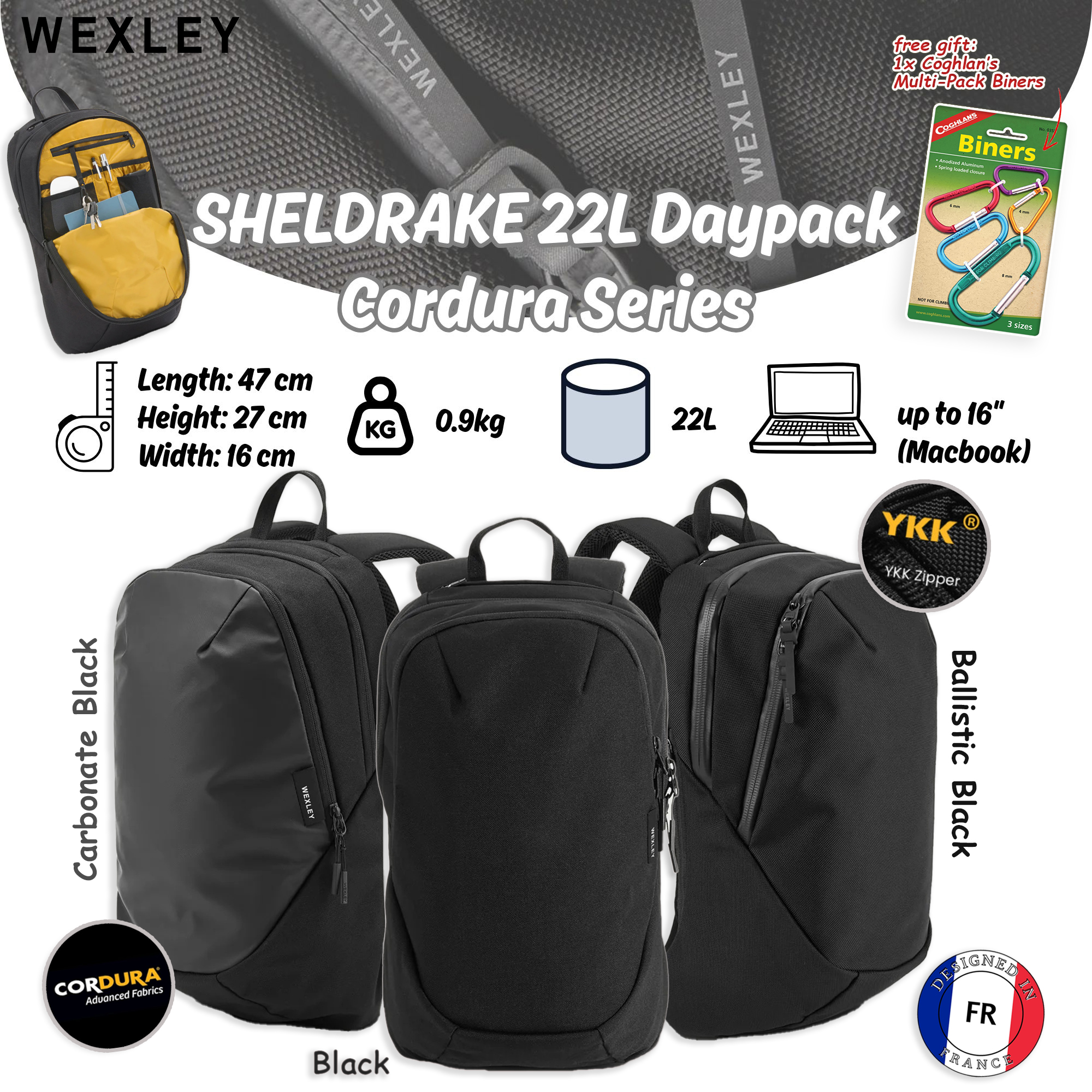 WEXLEY SHELDRAKE 22L Daypack Cordura Series | Travel Backpack | Laptop Backpack