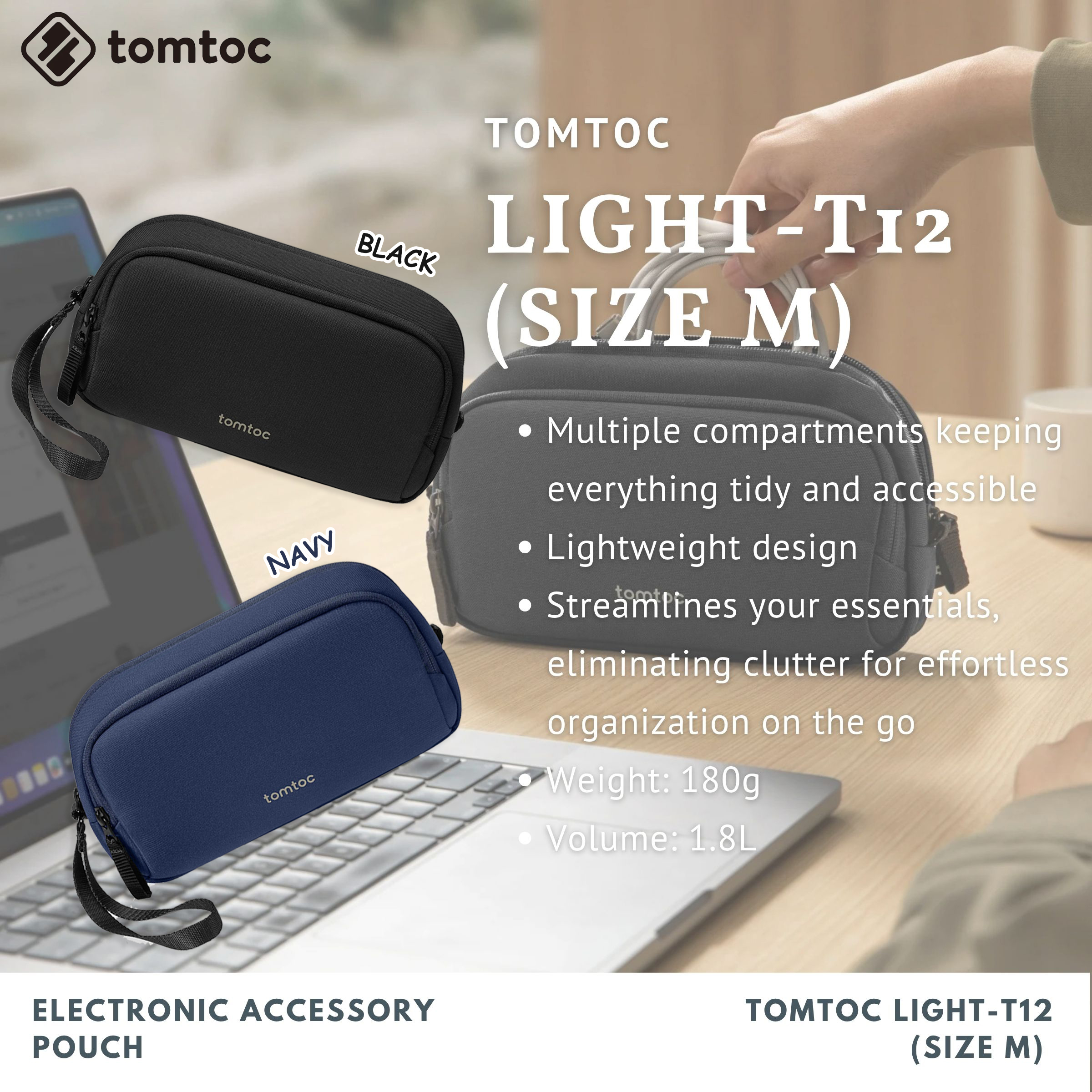 Tomtoc Light-T12 Electronic Accessory Pouch M