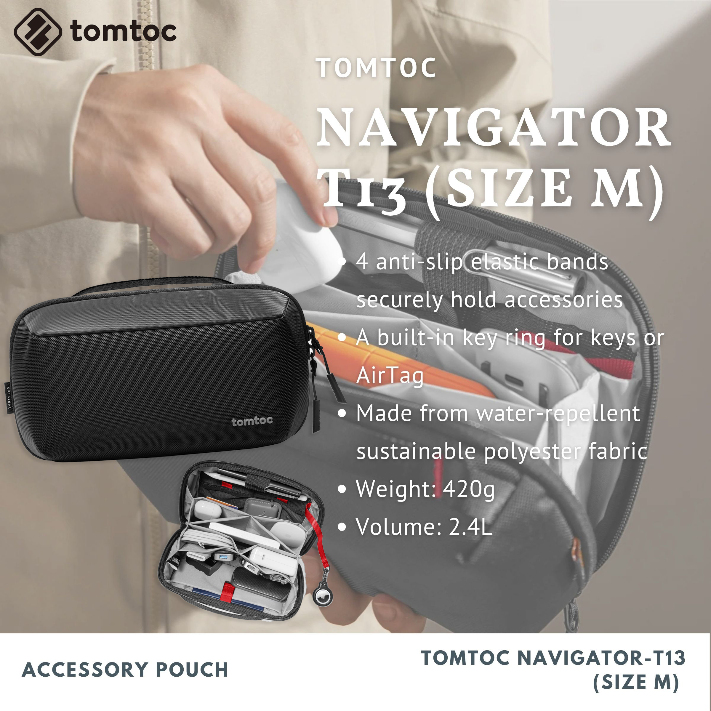 Tomtoc Navigator-T13 Accessory Pouch M (Black)