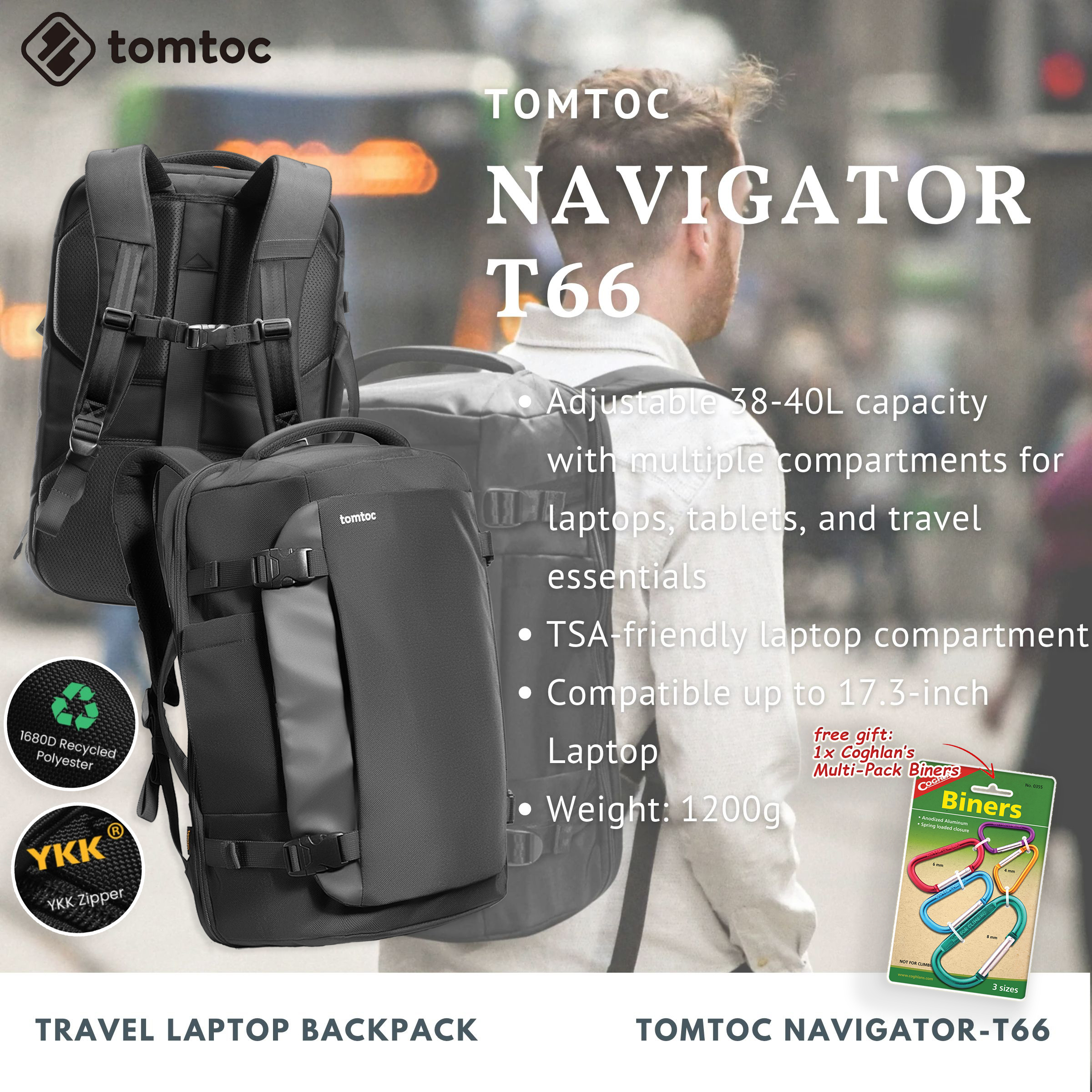 Tomtoc Navigator-T66 Travel Laptop Backpack | Laptop Bag