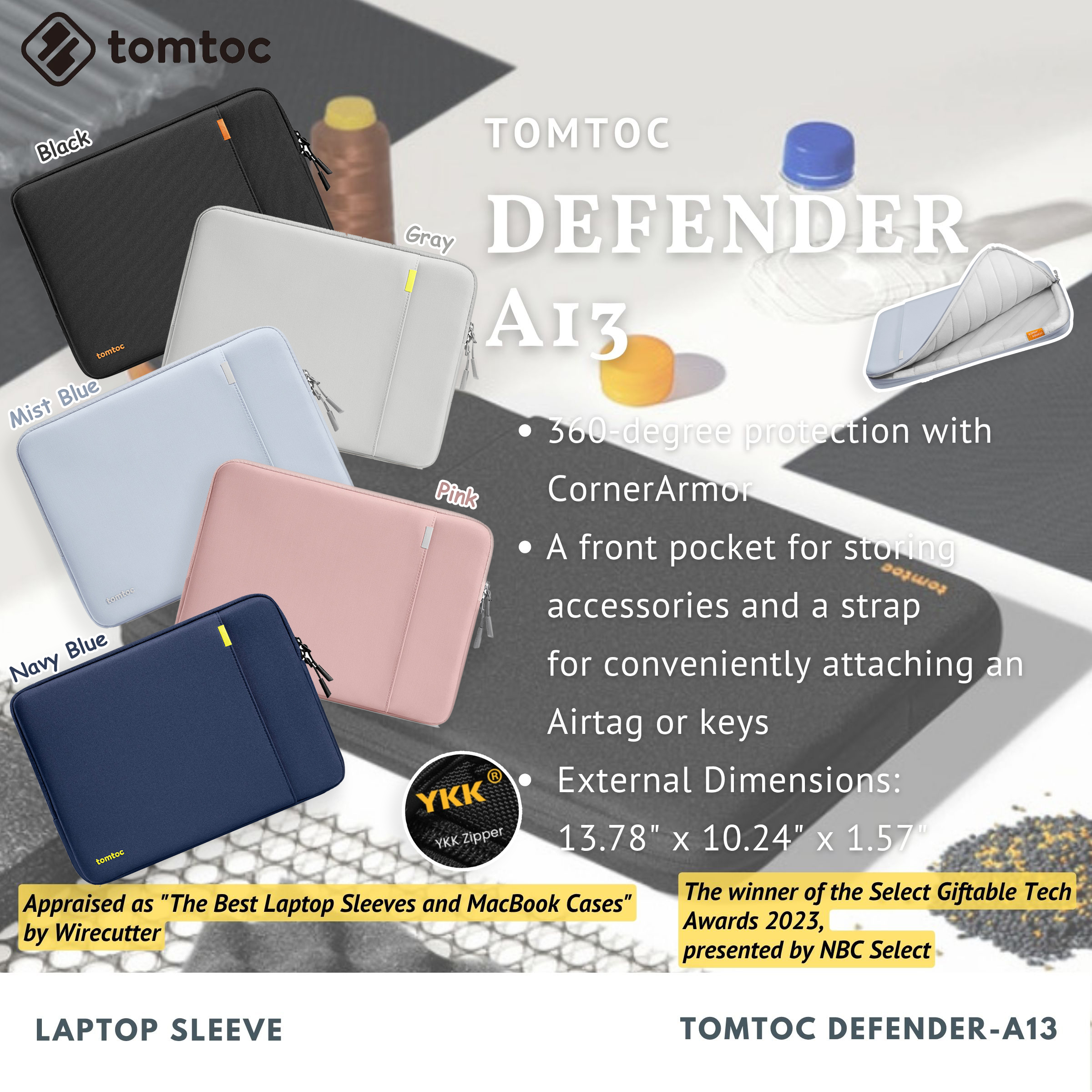 Tomtoc Defender-A13 Laptop Sleeve | for 13.5 inch - 14.2 inch | Laptop Cover