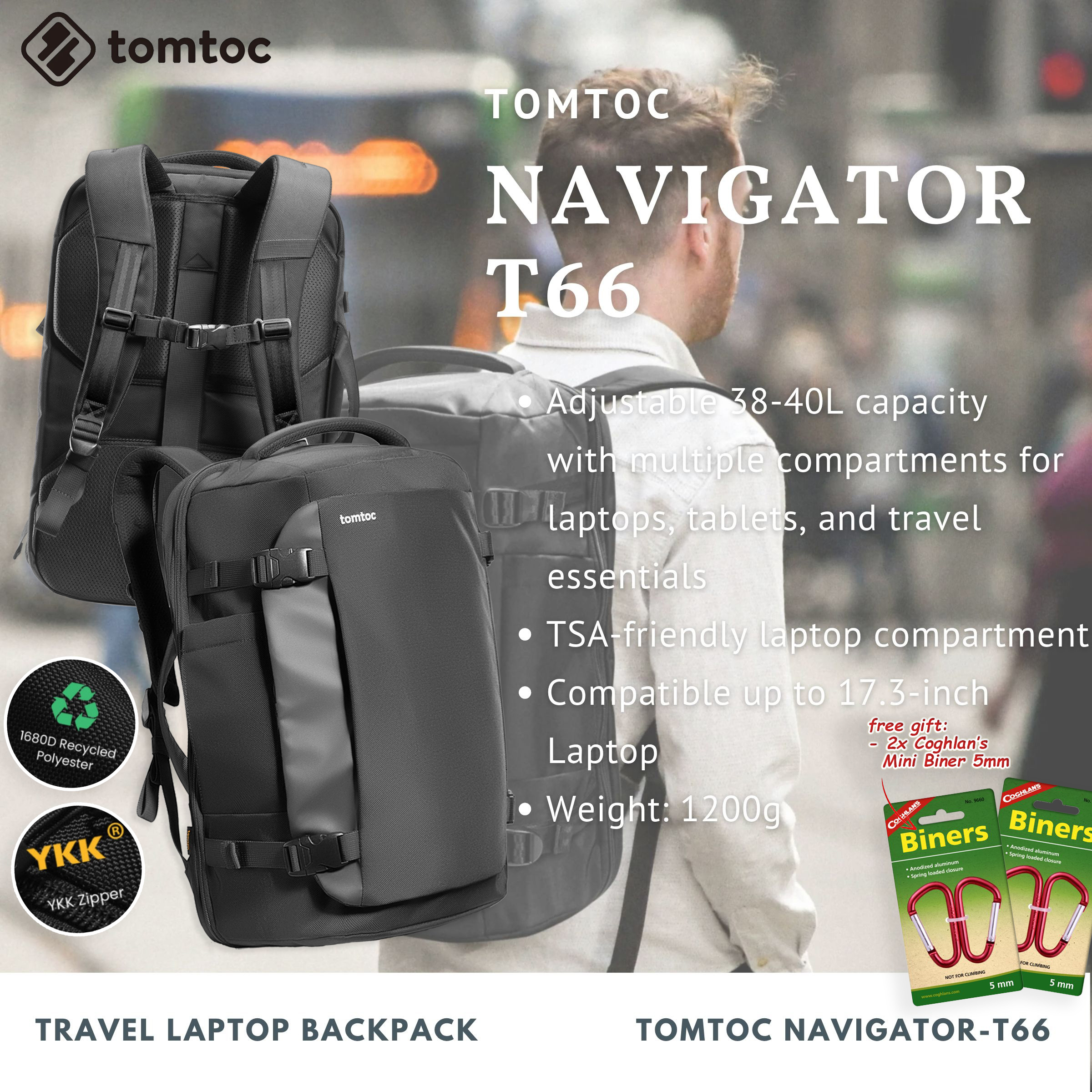 Tomtoc Navigator-T66 Travel Laptop Backpack | Laptop Bag