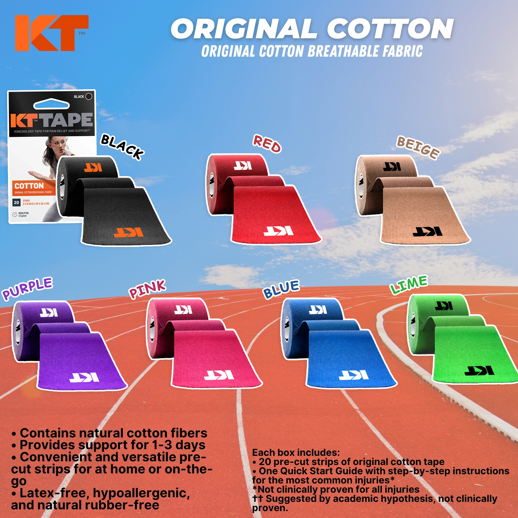 KT TAPE Original Cotton - 20 Pre-Cut Strips