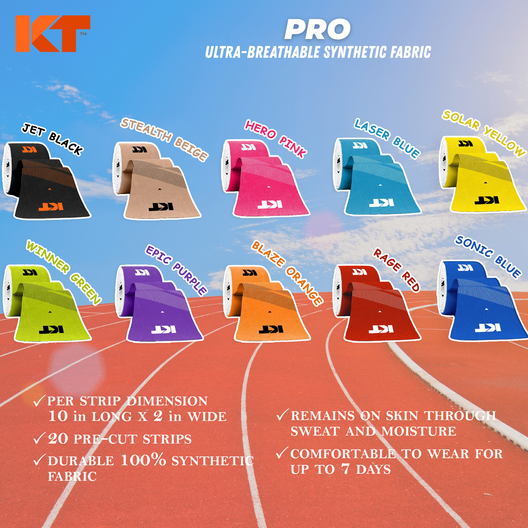 KT TAPE Pro - 20 Pre-Cut Strips