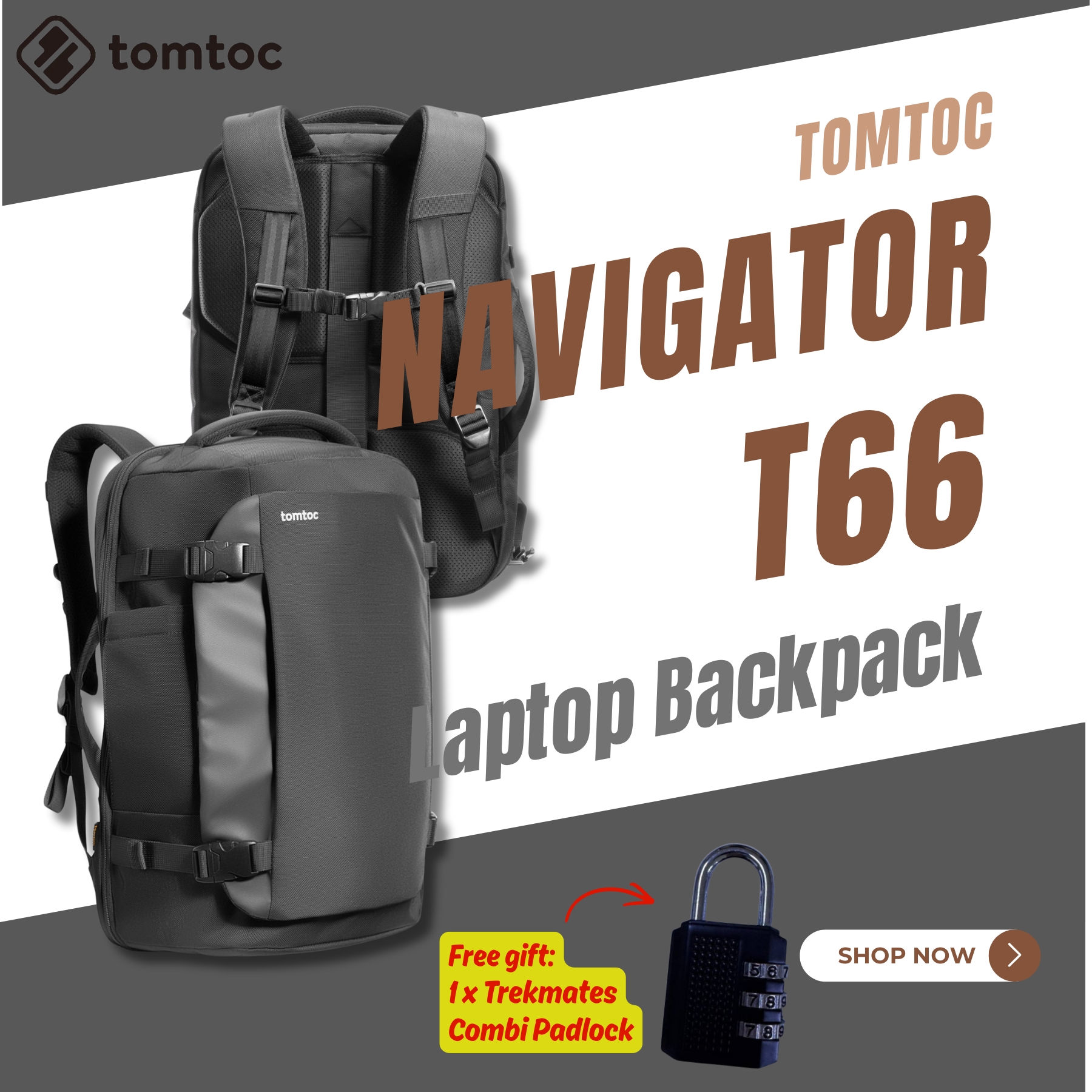 Tomtoc Navigator-T66 Travel Laptop Backpack | Laptop Bag