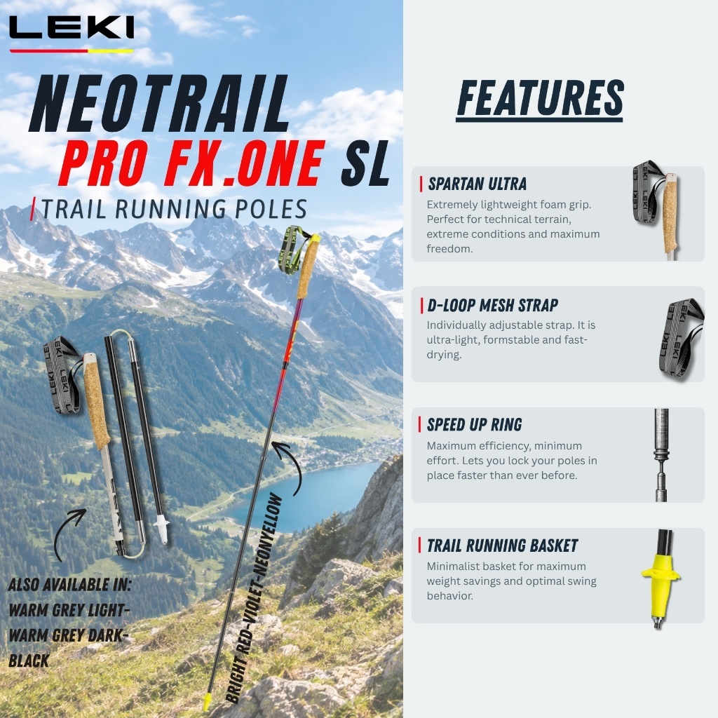 Leki Neotrail Pro FX.One SL Trail Running Poles (One Pair)